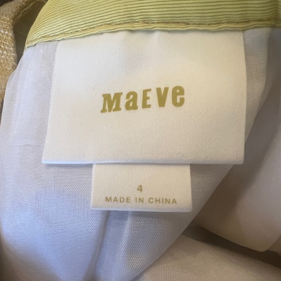 Maeve Women’s 4 Yellow Tweed A-Line Pleated Midi Skirt Fringe Hem Anthropologie - Picture 5 of 7